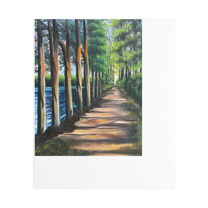 Stretched Satin Canvas Print - Serene Forest Path Artwork