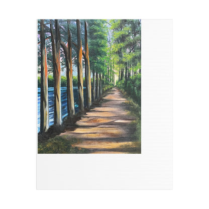 Stretched Satin Canvas Print - Serene Forest Path Artwork