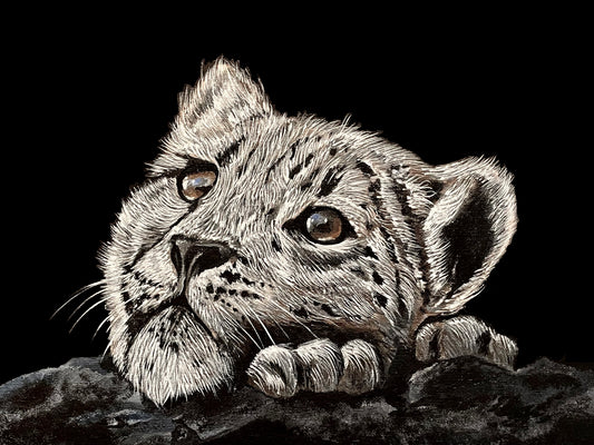 Snow Leopard Cub *Original Oil Painting*